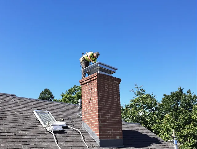 Temecula Chimney Sweep technician measuring a chimney cap in Temecula, CA