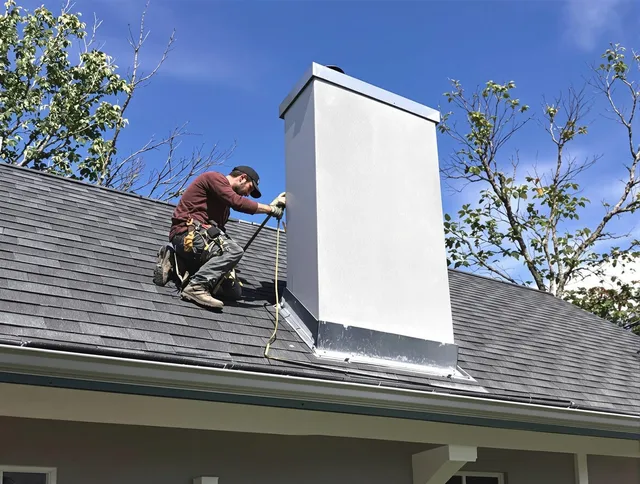 Temecula Chimney Sweep team member finishing chimney construction in Temecula, CA