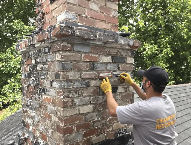 In-progress chimney restoration by Temecula Chimney Sweep in Temecula, CA
