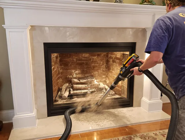 Fireplace cleaning performed by Temecula Chimney Sweep in Temecula, CA