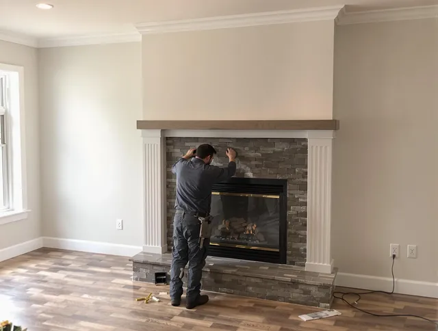 Temecula Chimney Sweep finishing a custom fireplace install in Temecula, CA